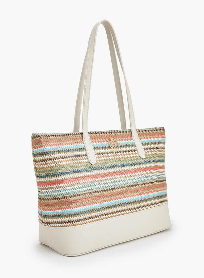 Peppermint Textured Tote Bag With Zip Closure